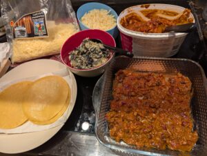 Ingredients assembled to put together the enchiladas.
