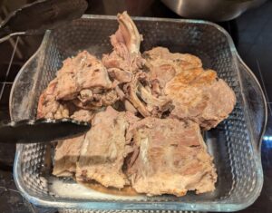 Cooked meat in a dish