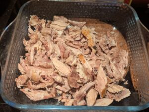 Reserved meat in a dish