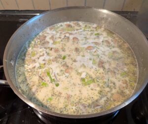 After the liquids and seasoning went in the pan