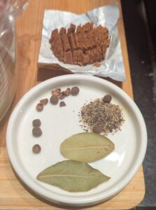 Seasonings on a shallow dish