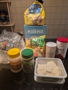 Biscuit ingredients laid out