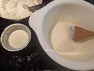 Wet ingredients in the bowl