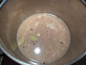 Water and first seasonings added into pot