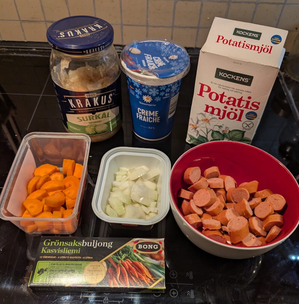 Major ingredients for this recipe, lined up together.